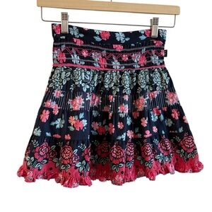 Pumpkin Patch 5 girls Blue Pink Smocked Bubble Skirt ruffle lined adjustable